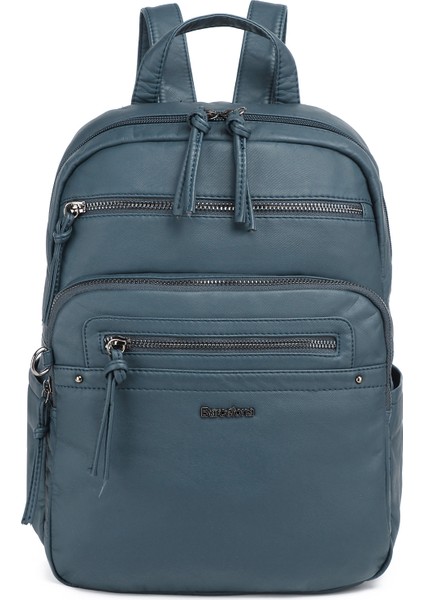 Barcelona Günlük Orta Boy Spor Çok Cepli Kadın Sırt Çantası 1928 Jeans Mavi