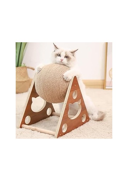 Tineke Ahşap Ipli Kedi Oyuncagi Topu Kedi Tırmalaması