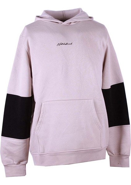 Kapüşonlu Kol Parçalı Kanguru Cep 3 Iplik Gri Erkek Sweatshirt 5731