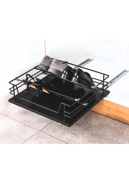 Dolap Içi Raylı Alttan Bağlantılı Ayakkabılık (Siyah)