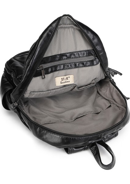 Barcelona Günlük Çok Cepli Orta Boy Kadın Sırt Çantası 1872 Siyah fırsatları