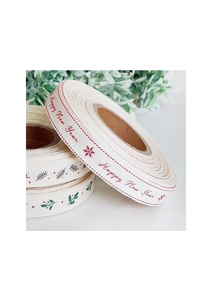 Bimotif Pamuk Şerit, Happy New Year, 1.5 cm 5 Metre