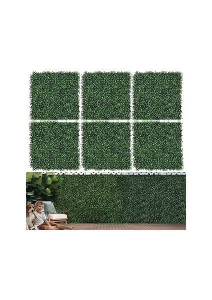 Moeput 12 Adet Çim Duvar Panelleri 10"X10" Suni Çim Duvar Panelleri Yeşillik Zemin Dekor Şimşir Çit