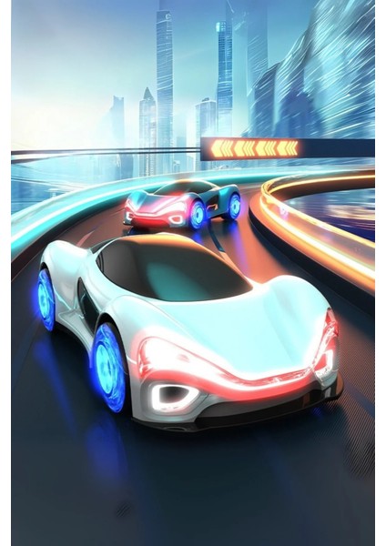 Uzaktan Kumandalı LED Işıklı Sesli Müzikli Buhar Atan Şarj Istasyonlu 4x4 Rc Elektirikli Araba 23 cm