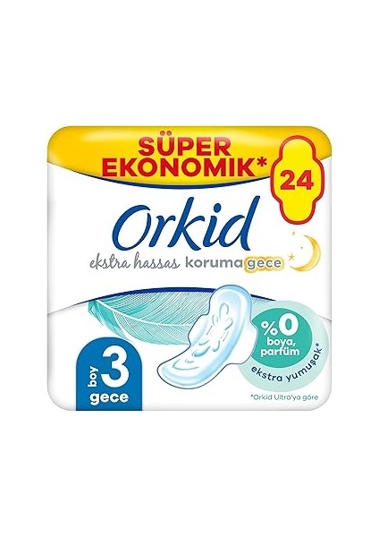 Extra Hassas Koruma Süper Ekonomik (Boy 3) Gece 24'lü Hijyenik Ped