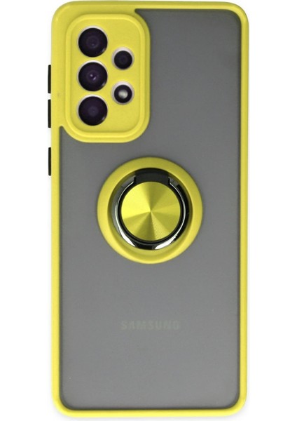 OMR02 Samsung Galaxy A33 5g Kılıf Montreal Yüzüklü Silikon Kapak - Sarı