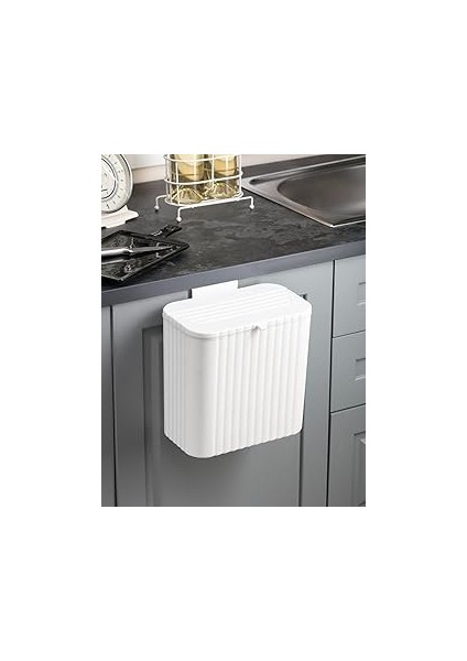 Noksi Mutfak Tezgah Üstü ve Dolap Askılı Çöp Kovası 15 Lt Beyaz (NKS158-2)