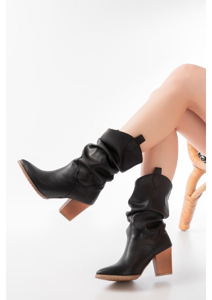 ZRİN-1860 Premium Siyah Körüklü Kalın Topuklu Günlük Kadın Bot modelleri