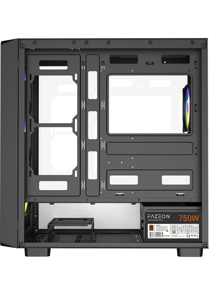 F19 750W 80PLUS Bronze 4X120MM Argb Fanlı Atx Siyah Bilgisayar Kasası