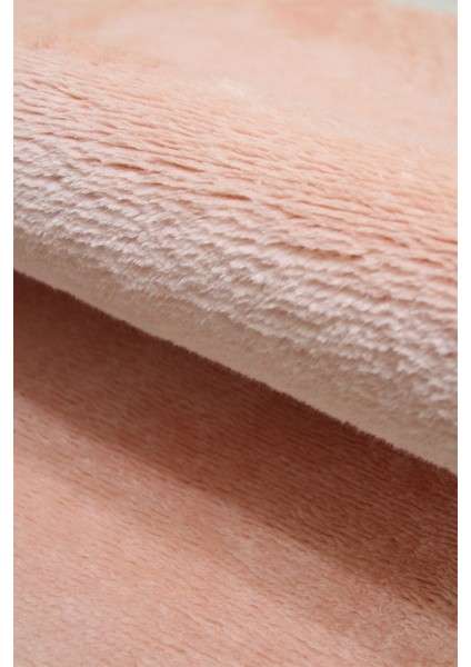 Pudra Pembe Banyo Halısı Peluş Post Halı Klozet 2 Li Takımı 80X120 + 80X60