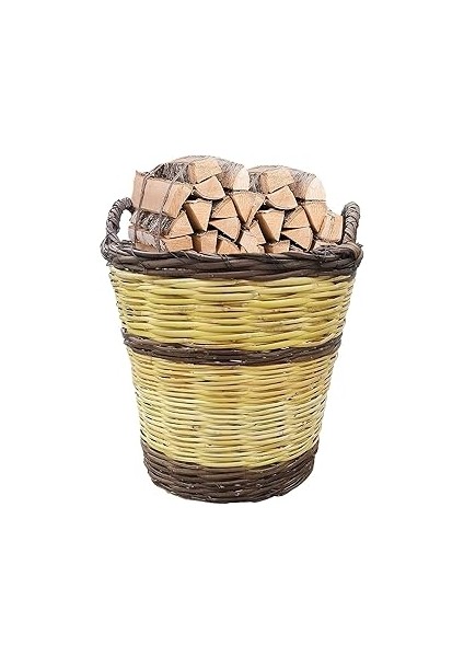 Sanalsultan Rose Küfe Şömi̇ne Odun Kovası Sepeti̇ Odunluk (50X50CM) Hasır Sepet