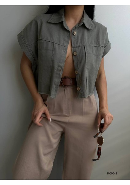 Kısa Kollu Crop Gömlek fırsatları