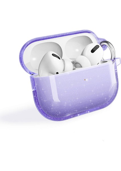Airpods Pro 2 Uyumlu Vlmt Allstar Airbag 32 Parlayan Simli Saydam Renkli Kılıf-Mor