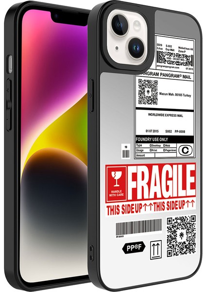 Apple iPhone 14 Kılıf Aynalı Desenli Kamera Korumalı Parlak Vlmt Mirror Kapak-Fragile