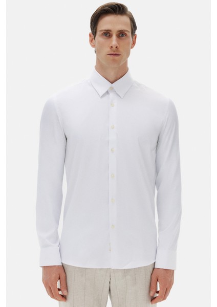 Slim Fit Beyaz Düz Gömlek