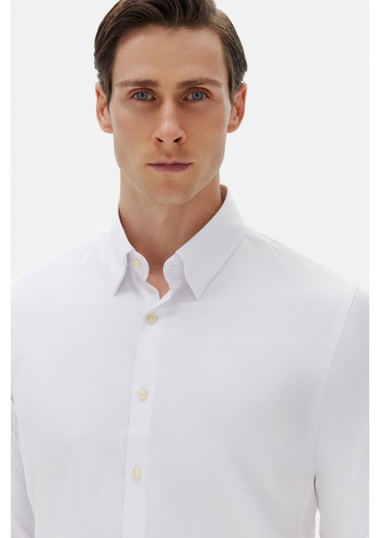 Slim Fit Beyaz Düz Gömlek fiyatları