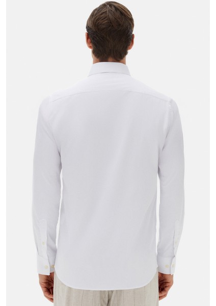 Slim Fit Beyaz Düz Gömlek