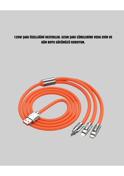 120W Şarj Destekli 3’ü 1 Arada Çoklu Şarj Kablosu – 1.2 Metre modelleri
