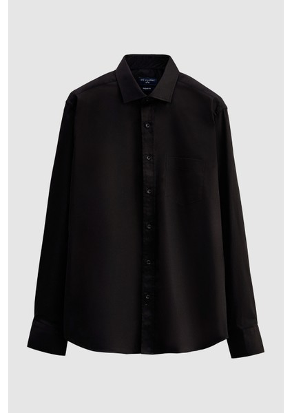 Ds Damat Regular Fit Siyah Düz Gömlek