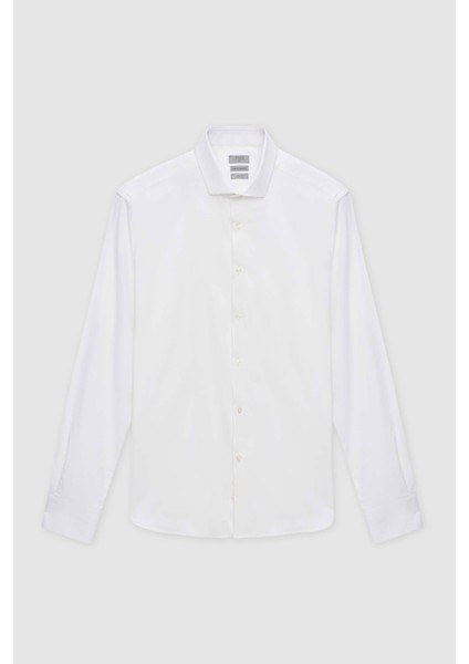 Slim Fit Beyaz Düz Gömlek indirimleri