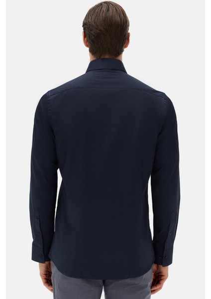 Slim Fit Lacivert Düz Gömlek fırsatları