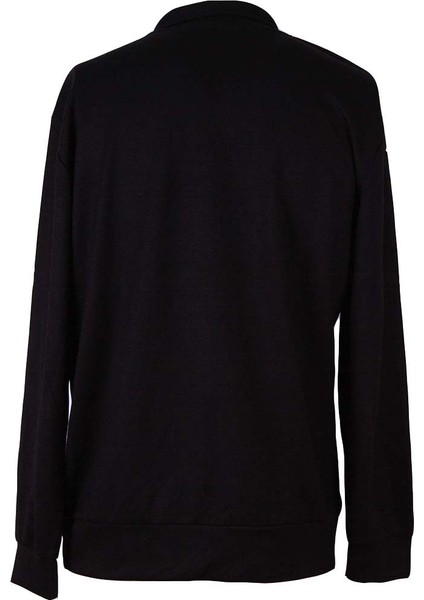 Polo Yaka Modal Siyah Erkek Sweatshirt 1065 modelleri