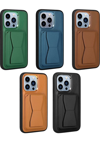 iPhone 12 Uyumlu Kartlıklı Standlı ​pu Deri Vlmt Memo Kapak-Koyu Yeşil fiyatları