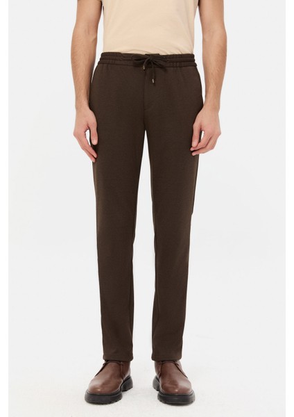 Ds Damat Slim Fit Kahverengi Örme Jogger Pantolon