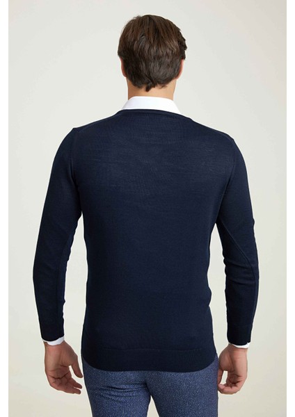 Ds Damat Regular Fit Lacivert Düz Örgü Kazak indirimleri