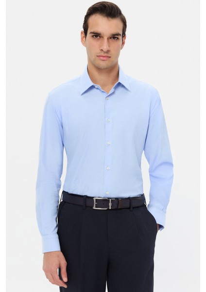 Slim Fit Mavi Armürlü Gömlek fiyatları