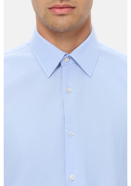 Slim Fit Mavi Armürlü Gömlek fırsatları