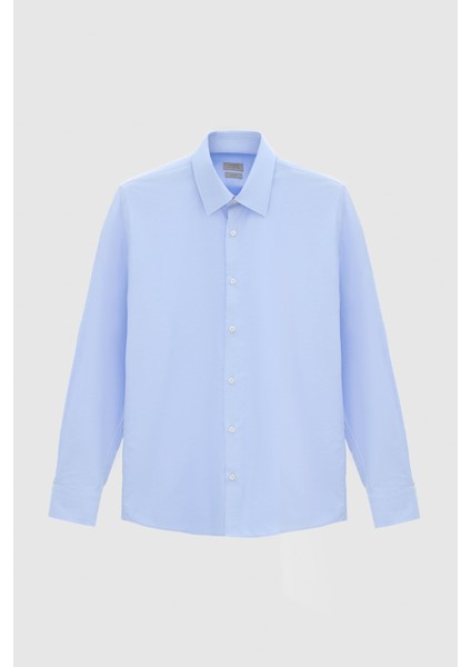 Slim Fit Mavi Armürlü Gömlek indirimleri