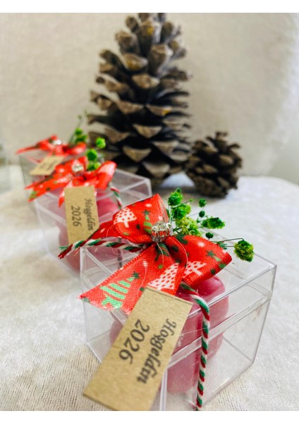 Hoşgeldin 2026 Yeni Yıl Yılbaşı Hediyesi, Kırmızı Bubble Mum