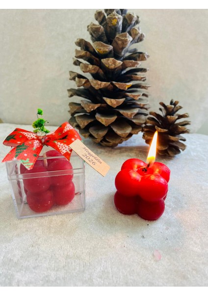 Hoşgeldin 2026 Yeni Yıl Yılbaşı Hediyesi, Kırmızı Bubble Mum