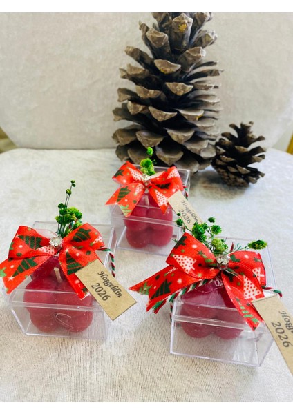 Hoşgeldin 2026 Yeni Yıl Yılbaşı Hediyesi, Kırmızı Bubble Mum