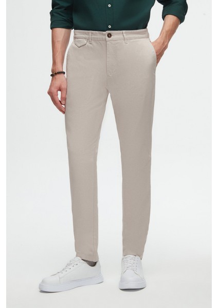 Slim Fit Taş Armürlü Chino Pantolon