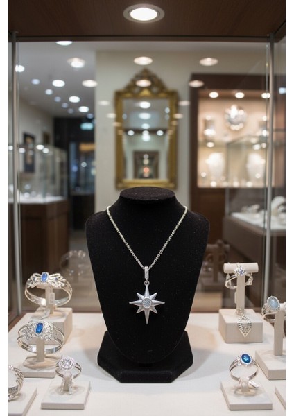 925 Ayar Gümüş Kuzey Yıldızı Kolye Kadın