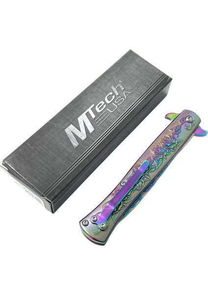 Renkli Gül Motifli Beyefendi Katlanır Yarı Otomatik Cep Çakısı Kemer Klipsli modelleri