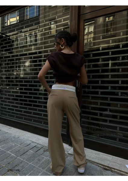 Bel Katlamalı Plazzo Pantolon