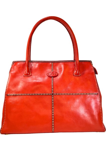 Kadın Yomra Kırmızı Deri Omuz Çanta Nakış Işlemeli