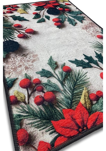 The Reef Kokinalı Yeni Yıl Temalı Renkli Halı Dijital Baskılı Dokuma Kaymaz Tabanlı Yıkanır Yılbaşı Halısı fırsatları