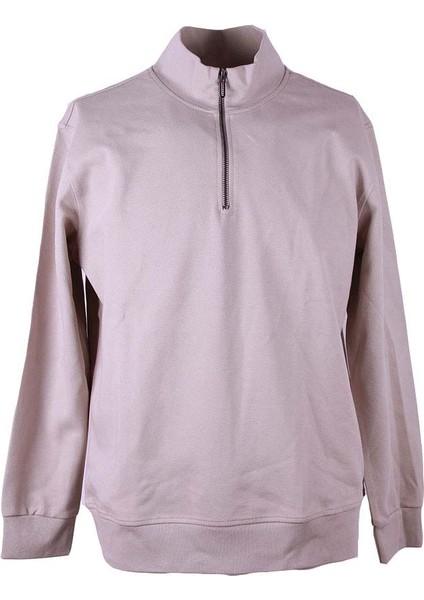Diyagonel Yarım Fermuarlı 3 Iplik Kum Erkek Sweatshirt 5470