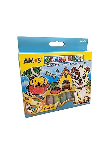 Amos GD10P6DC Cam Boyası, Sökülebilir, 10.5 Ml, 6 Renk + 1 Kontur