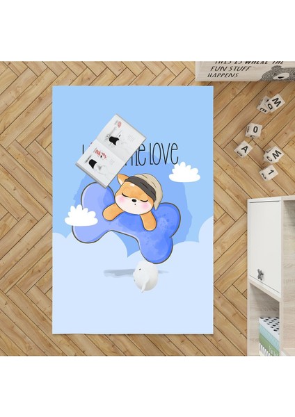 Uyuyan Köpek Kişiye Özel Dijital Baskı Kalın Taban Halı