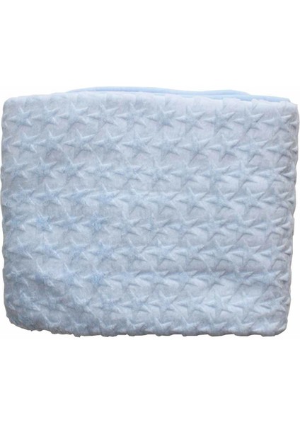 Mavi Yıldız Kabartmalı Kalın Peluş Battaniye 100*120 cm