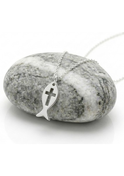 Gümüş Balık Motif Haç Kolye fiyatları