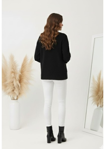 Kadın Zigzag Biye Cepli Gold Detay Düğmeli Peluş Ceket Hırka fırsatları