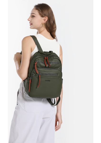 Barcelona Günlük Orta Boy Spor Çok Cepli Kadın Sırt Çantası 1928 Koyu Yeşil fiyatları