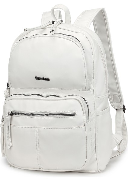 Barcelona Günlük Çok Cepli Orta Boy Kadın Sırt Çantası 1872 Beyaz fiyatları