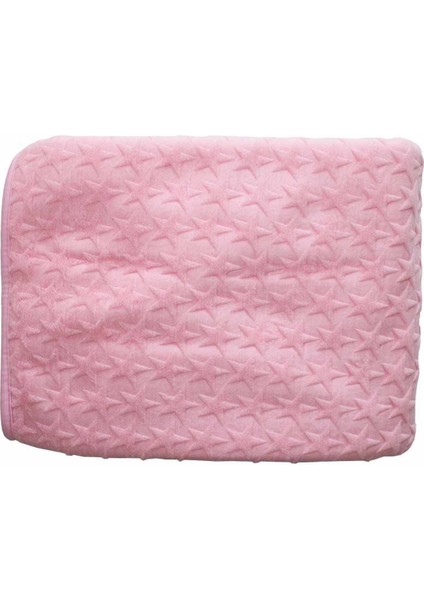 Pembe Yıldız Kabartmalı Kalın Peluş Battaniye 100*120 cm